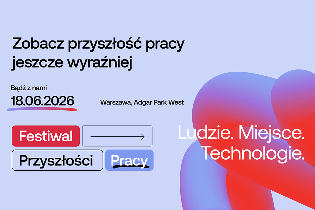 Baner dotyczący Festiwalu Przyszłości Pracy organizowanego przez coworking Brain Embassy
